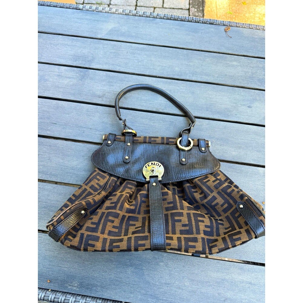 Fendi Spy Bag Brown Zucca FF Monogram Canvas Leather Vintage Y2K Handbag